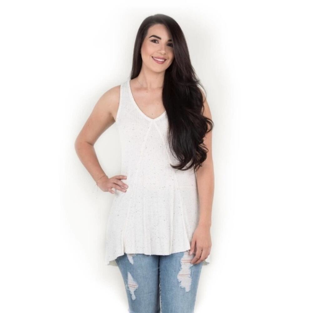 * A119 • Speckled Waffle Knit Swing Tunic Tank